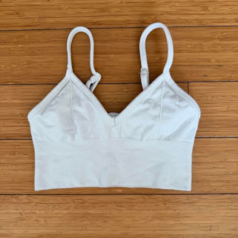 Alo Yoga Seamless Delight Bralette XS Ivory White Sports Bra